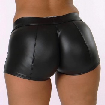 Leather Shorts Women High Waist Bodycon Push Up Black Short Joggers Sports Fitness Womens Sexy Slim Shorts Spodenki Damskie #P5